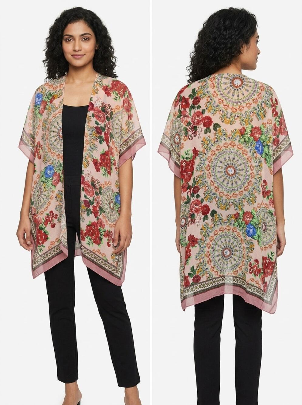 Do Everything in Love Floral Paisley Chiffon Kimono Women Size One Size